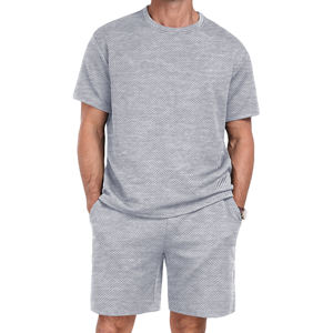 Ensembles de costumes d'été pour hommes en gros – T-shirts à manches courtes couleur unie 100 % polyester séchage rapide style streetwear - Product Image 3