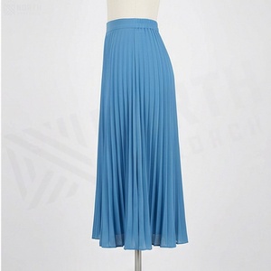 Women Pleated Chiffon Midi <b>Skirt</b> Solid Color Knee Length Regular Waistline Organza Fabric All Seasons Style - Product Image 3