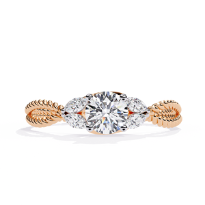 Rundschliff Marquise Trio Rope Laborgezüchteter Diamantring 14k, 18k Massivgold Maßanfertigung in Roségold, Gelbgold, Weißgold - Product Image 1