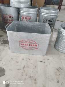 Galvanized Metal Bucket Christmas <b>Tree</b> Farm <b>Planter</b> Rustic Farmhouse Style <b>for</b> Indoor Outdoor Home Decor - Product Image 4