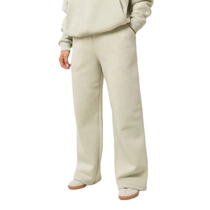 Ensemble de survêtement deux pièces pour femme avec logo personnalisé, sweat à capuche léger et pantalon en polaire chaude, tenue décontractée unie et tendance pour l'été - Product Image 3