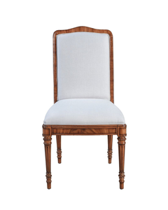 Silla de Comedor Tapizada de Estilo Francés Clásico con Patas de Madera Maciza Talladas a Mano - Product Image 2