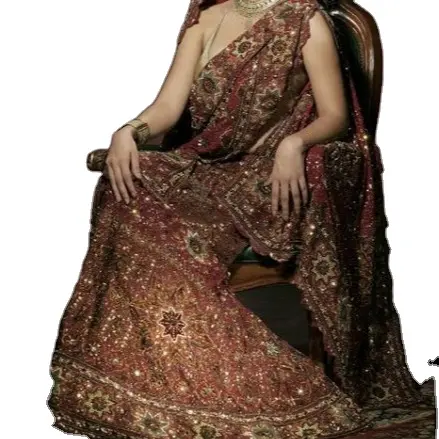 Vestido pesado nupcial Lehnga para a noiva paquistanesa Designer Lehnga para a noiva Vestido para o dia do casamento Asian Bride Wedding Day Dress