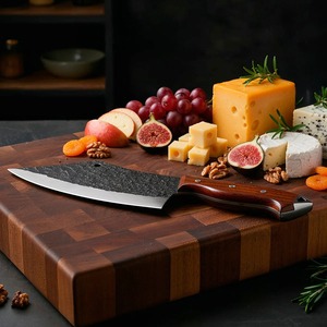 Custom Handmade Carbon Steel Cleaver Ambidextrous Wood <b>Handle</b> 6 Modern Design Extra Sharp Forged Dishwasher Safe Leather Sheath - Product Image 5