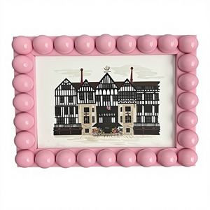 Marco de Fotos de Madera Hecho a Mano con Borde de Resina con Cuentas Rosas, Decoración Vintage Chic |   Artesanías Clásicas de Resina - Product Image 1