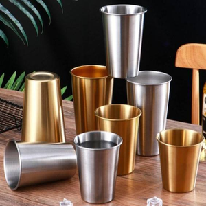 Gobelets réutilisables en métal pour la vente en gros, pour boire du thé, de la bière, avec logo personnalisé, en acier inoxydable, dorés et argentés - Product Image 6