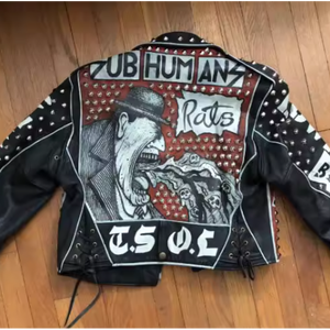 เสื้อแจ็คเก็ตหนังแท้คุณภาพสูงสำหรับผู้ชาย ยี่ห้อ FURAT LEATHERS แบบ Biker Motorcycle คอตั้ง ซิปหน้า มีโลโก้ ระบายอากาศได้ดี สวมใส่สบาย - Product Image 2