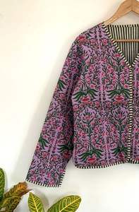 Chaqueta Bomber Acolchada de Algodón Reversible con Estampado Serigrafiado, Estilo Boho Indio, Manga Corta, Abrigo de Invierno Ecológico - Product Image 3