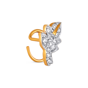GLEAMORA ENTERPRISE Flower Shape Lab Grown Diamond <b>Nose</b> Pin 18K <b>Gold</b> Plated Luxury <b>Stud</b> Women's Everyday Wear Claw Setting - Product Image 2
