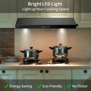 Campana extractora de cocina de 30 pulgadas para debajo del gabinete, 600 CFM, con ventilación de cocina, negra, con luces LED, nueva. - Product Image 6