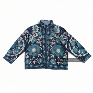 Veste de luxe pour femme en velours brodé à la main de style bohème, doublure en coton respirant et à séchage rapide, écologique, automne/hiver - Product Image 5