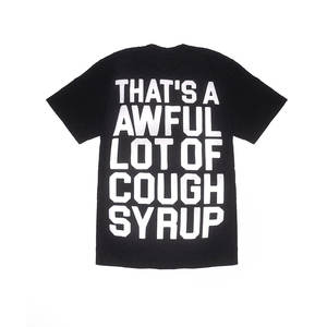เสื้อยืดคอกลมสีดำสำหรับผู้ชาย ยี่ห้อ Cough Syrup ผ้าฝ้ายลำลองสำหรับฤดูร้อน พิมพ์ลายตัวอักษรพร้อมโลโก้ด้านหน้า - Product Image 2