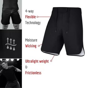 Pantalones Cortos de Muay Thai Den Of Wolves Rojos y Negros con Impresión por Transferencia de Calor, Ropa Deportiva para Hombre - Product Image 6