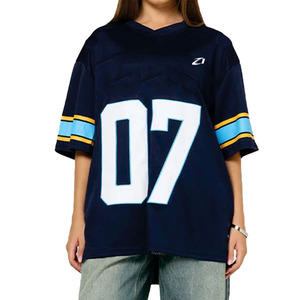 Camiseta Deportiva Unisex Estilo Streetwear de Fútbol Americano Azul y Negra, Holgada, Transpirable, de Poliéster, para Entrenamiento de Equipo, Personalizable, Estilo USA - Product Image 2