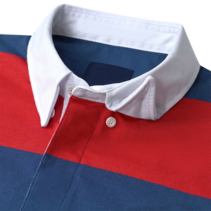 Customized Breathable Quick Dry Rugby Shirts Slim Fit Full Sleeve Turn Collar Stripe Cotton Rugby Polo Shirts For Adults - Product Image 5