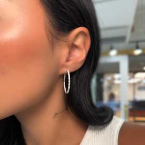 Pendientes de Aro de Oro de 14K con Diamante Cultivado en Laboratorio de Corte Redondo, Aros Grandes Minimalistas Clásicos Franceses de 10K para Uso Diario - Product Image 4