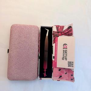 GETUP BROSONS IMPEX Eyelash Tweezers Stainless Steel Smooth Tip Precision <b>Glitter</b> Case Packaging <b>Red</b> Brown Coating Model - Product Image 4