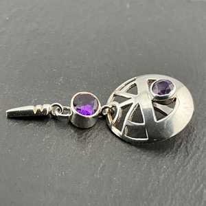 Vintage <b>Amethyst</b> Dangle Sterling Silver Pendant Necklace Handmade Purple Gemstone Jewelry Elegant Gift Women - Product Image 3