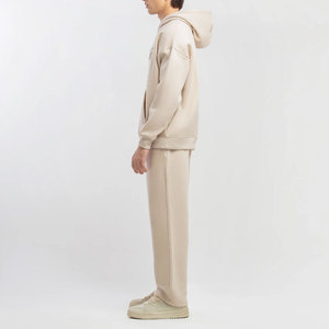 Conjunto Deportivo Informal para Hombre, Color Beige, con Capucha, Pantalones Largos y Sudadera con Logotipo Frontal, Corte Regular, 100% Algodón, para Invierno - Product Image 3