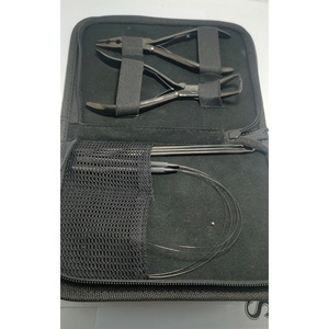 Kits d'outils d'extension de cheveux de couleur noire en acier inoxydable pour usage professionnel, kits complets d'application d'extensions de cheveux - Product Image 1