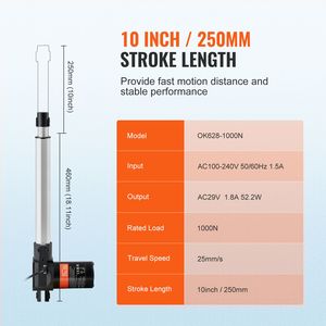 Attuatore Lineare ad Alta Velocità da 10 Pollici, Kit Attuatore di Movimento 0.98'/s 24V 220lbs/1000N per Cilindri di Sollevamento TV/Tavoli/Divani - Product Image 3