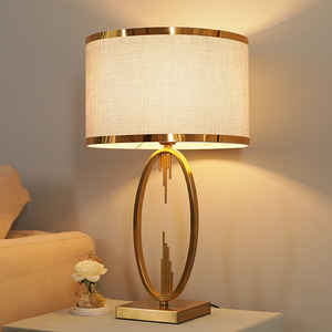 Modern Luxury Gold <b>LED</b> <b>Table</b> Lamp Nordic Minimalist Fabric <b>Bedside</b> Light for Hotel Bedroom Living Room Home Decor Accent - Product Image 3
