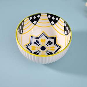 <b>Set</b> of 2 Artistic Porcelain Shiny Bowls Custom Design Eco-Friendly Soup and Ramen Bowls <b>Microwave</b> Oven Safe Metal Bowl - Product Image 2