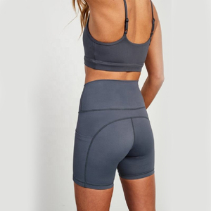 Ensemble de leggings et soutien-gorge de sport Daniry pour femme, gris et orange, dos nageur, maintien moyen, respirant, anti-transpiration, pour le yoga - Product Image 4