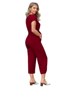 Combinaison élégante et exclusive à boutons sur le devant, taille haute, décontractée, en tricot uni pour l'été - Product Image 3