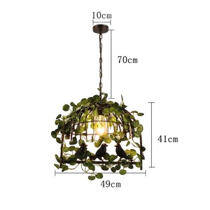 Modernist Rustic Metal <b>Arch</b> Pendant Light With Birds And Leaves <b>Decor</b> For Ceiling Lighting Fixtures - Product Image 2