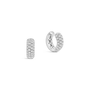 Nuevos pendientes de aro con pavé de diamantes cultivados en laboratorio de 0.84 quilates F/VS, en oro blanco macizo de 18k, con diseño personalizado, para el Día de la Madre. - Product Image 3