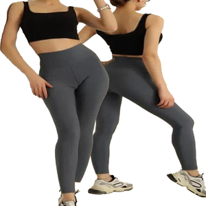 High Waisted Full Length Leggings Solid Gray Seamless Stretch Knitted Women's <b>Tummy</b> <b>Control</b> Shapewear Comfortable Breathable - Product Image 3