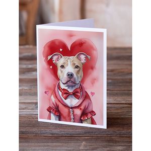 Whimsical A7 Tamaño 5x7 New Pit Bull Terrier My Valentine Tarjetas de felicitación Pack 8 Tarjetas de nota en blanco con sobres - Product Image 2