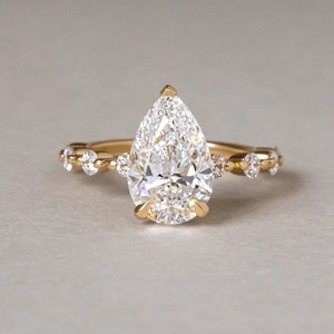 Anillo de Diamante Cultivado en Laboratorio con Corte de Pera Personalizado de Fábrica 3CT, Proveedor de Oro de 14K - Product Image 2