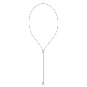 Élégant collier pendentif lariat à deux pierres en diamant de laboratoire taille poire 2,00 carats en or rose 9K - Product Image 2