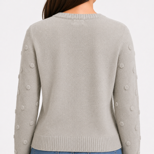 Suéter Cárdigan de Mujer con Botones Delanteros, Manga Larga, Cuello Redondo, Textura de Puntos |   Fabricante OEM ODM Bangladesh - Product Image 4