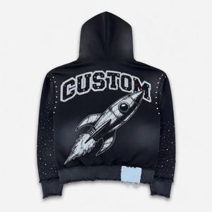 Sweats à capuche personnalisés en gros, molleton 500 g/m², coupe épaules tombantes, pour marques streetwear américaines, avec impression graphique en relief - Product Image 3