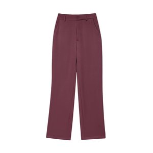 Pantalon droit vintage taille haute en mousseline unie décontracté pour femme, nouvelle collection automne 2025 - Product Image 1