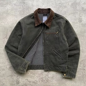 Veste trench en toile pour homme avec col rabattable, fermeture éclair, coupe classique, vêtement d'extérieur - Product Image 1