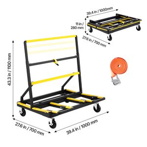 Carrello per Cartongesso con Capacità di Carico di 816 kg, Carrello per Pannelli in Acciaio con 4 Ruote Girevoli, Carrello Pieghevole per Pannelli C con Capacità di Carico di 816 kg - Product Image 5