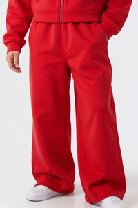 Chándal personalizado de color rojo, estilo holgado, con cremallera en las mangas, informal, de corte holgado, estilo urbano, unisex, 100% algodón. - Product Image 5