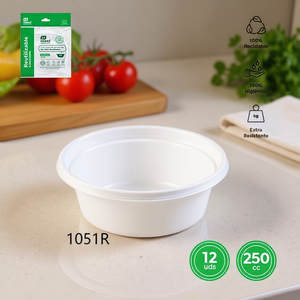 Tazón Redondo Blanco Reutilizable de 250 CC para Almacenamiento de Alimentos y Contenedor - Product Image 3