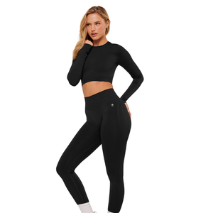 Leggings de performance noirs taille haute pour femme, extensibles, pour la gym, le yoga, l'entraînement, la course, vêtements de sport confortables, coupe sculptante - Product Image 4