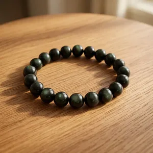 Pulsera de cuentas de obsidiana negra natural de 8 mm, clásica, unisex, regalo, protección psíquica, características de conexión a tierra, gemas. - Product Image 2