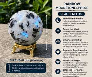 Vente en gros de pierres de lune arc-en-ciel naturelles polies de qualité supérieure, écologiques, petites sphères de 5-6 cm pour la guérison, le Feng Shui, l'amour et la maison - Product Image 3