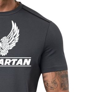 Camiseta Deportiva Gris Carbón para Hombre, Manga Corta, Transpirable, Ligera, Ecológica, para Entrenamiento, Running, Fitness, 100% Algodón - Product Image 3