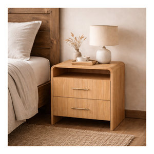 Table de chevet en bois avec deux tiroirs, style moderne, mobilier de chambre à coucher, vente en gros, OEM ODM disponible - Product Image 1