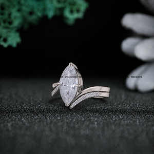 Phoenix Enterprise Marquise Cut Moissanite <b>Solitaire</b> Engagement <b>Ring</b> Rhodium Plated 925 Sterling <b>Silver</b> Prong Setting Classic - Product Image 5