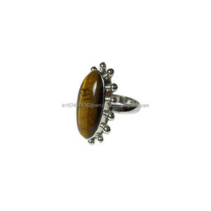 Anillo de Plata de Ley 925 Hecho a Mano con Incrustaciones de Piedras Preciosas de Ojo de Tigre Clásico para Mujer, Ideal para Bodas, Fiestas y Compromisos - Product Image 3