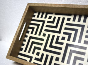 High Quality Wholesale Customized Resin & Mango Wood Serving Tray for Tea Serving Tray For <b>Hotel</b> & <b>Restaurant</b> <b>Supplies</b> - Product Image 3